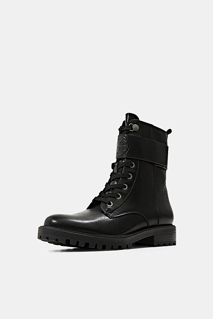 Vegan: Faux leather boots with a buckle detail, BLACK, detail image number 2