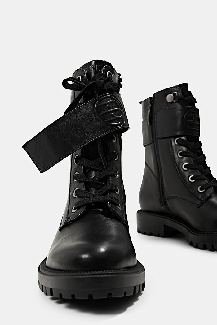 Vegan: Faux leather boots with a buckle detail, BLACK, detail image number 4