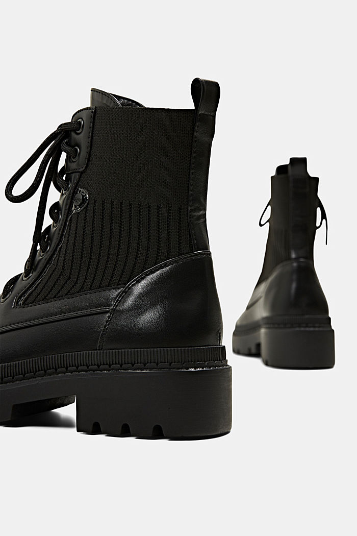 Lace-up boots made of a mix of materials, BLACK, detail image number 5