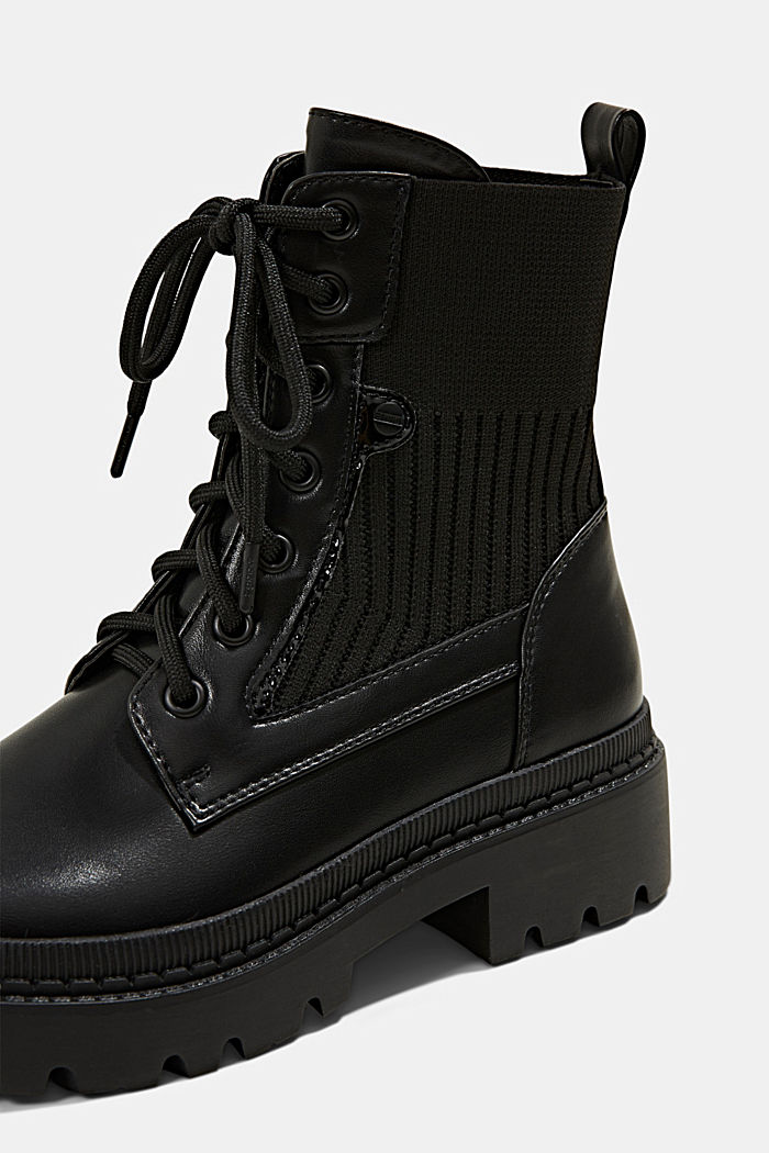 Lace-up boots made of a mix of materials, BLACK, detail image number 4