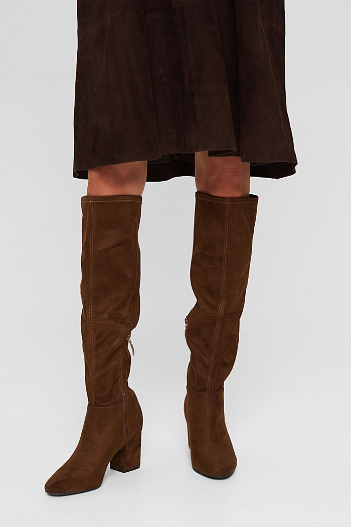 Knee-high boots in faux suede, BROWN, detail image number 3
