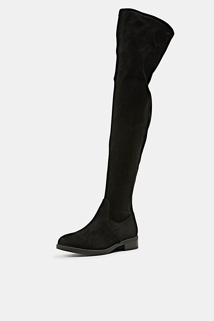Overknee-Stiefel in Velourslederoptik, BLACK, detail image number 2