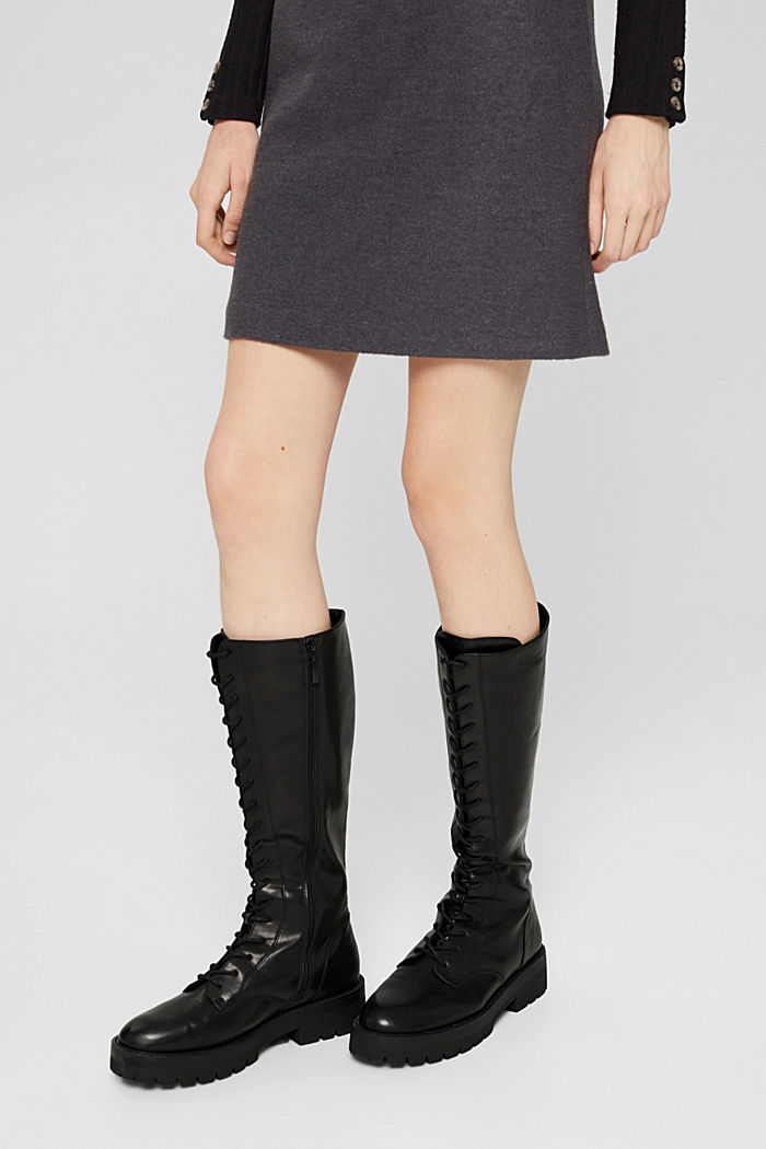 High lace-up ankle boots in faux leather