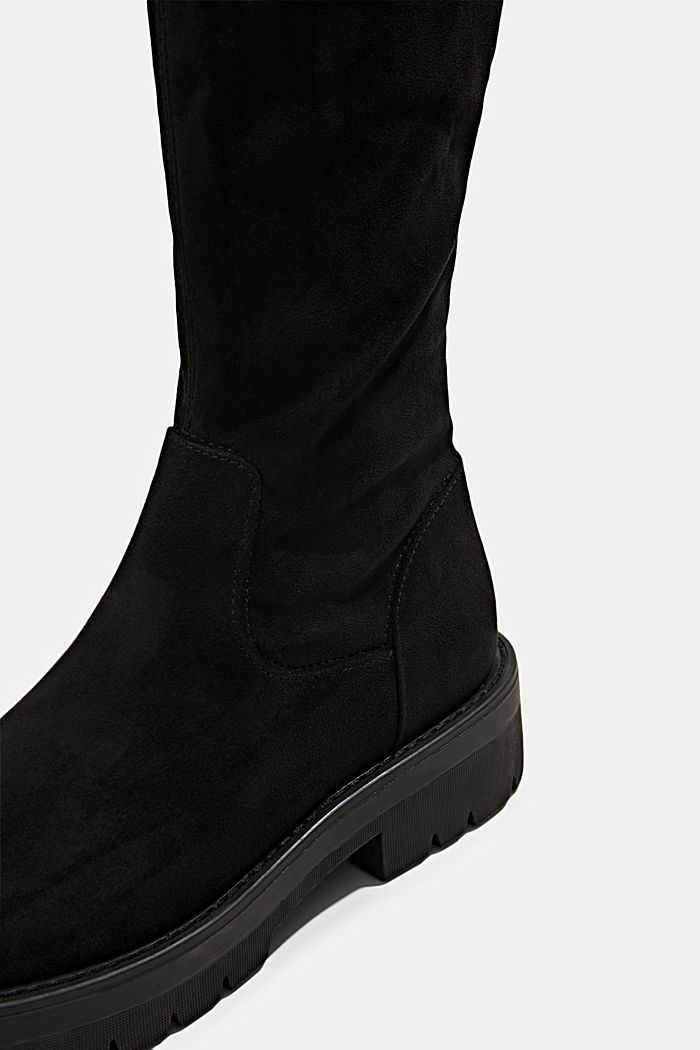 Kniehohe Stiefel in Velourslederoptik, BLACK, detail image number 4
