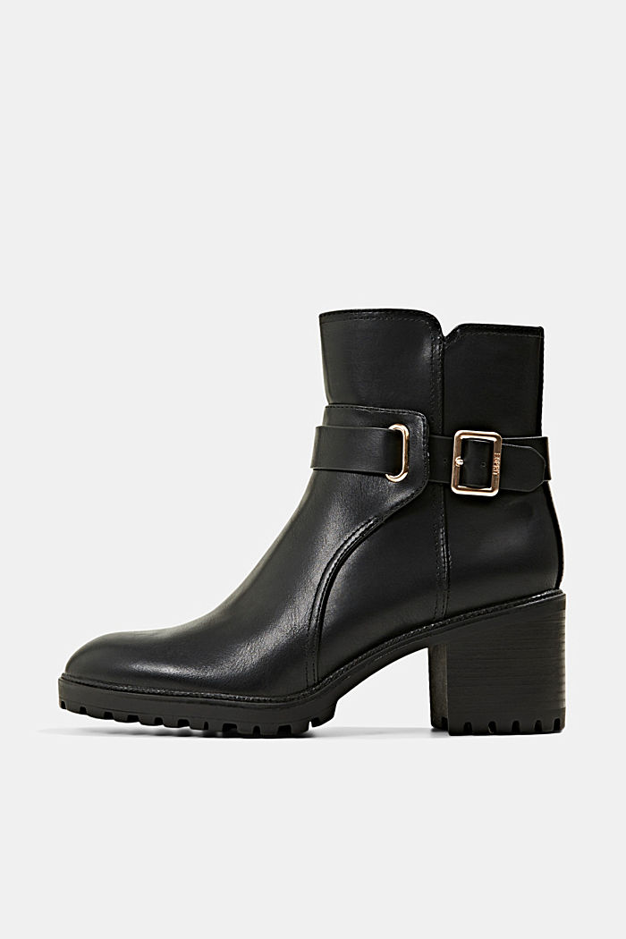 Ankle boots with a buckle in faux leather, BLACK, detail image number 0