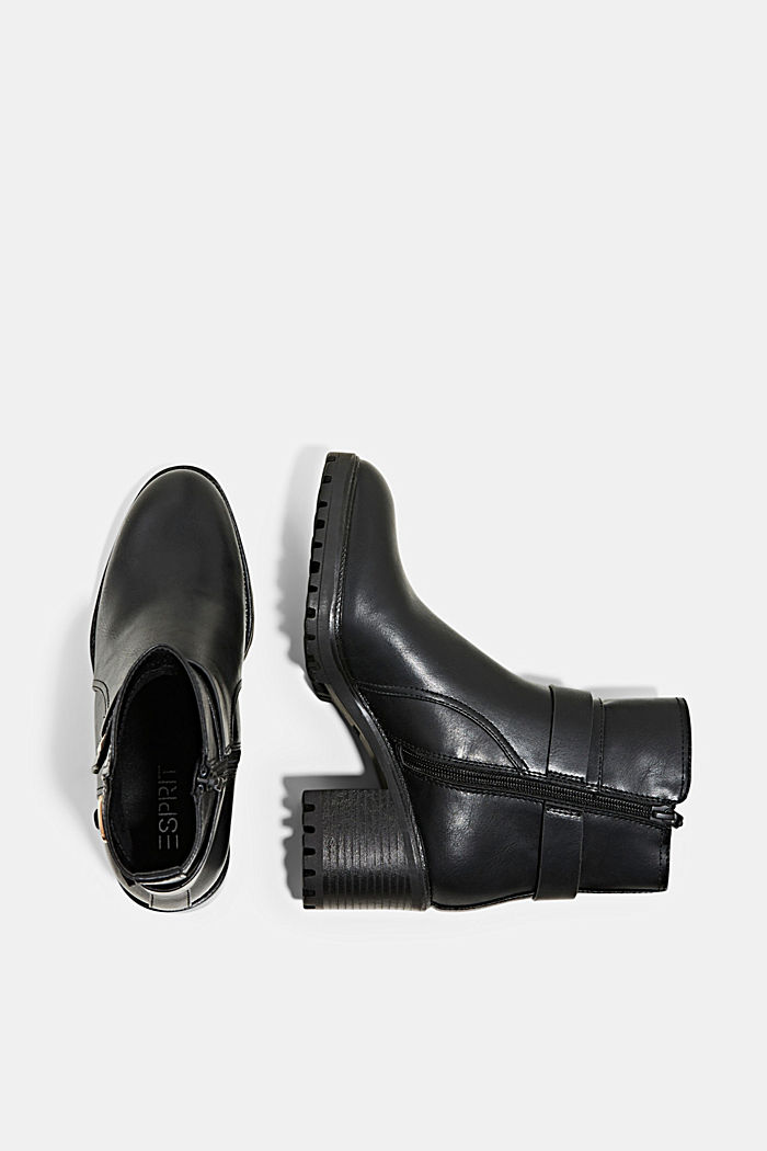 Ankle boots with a buckle in faux leather, BLACK, detail image number 1