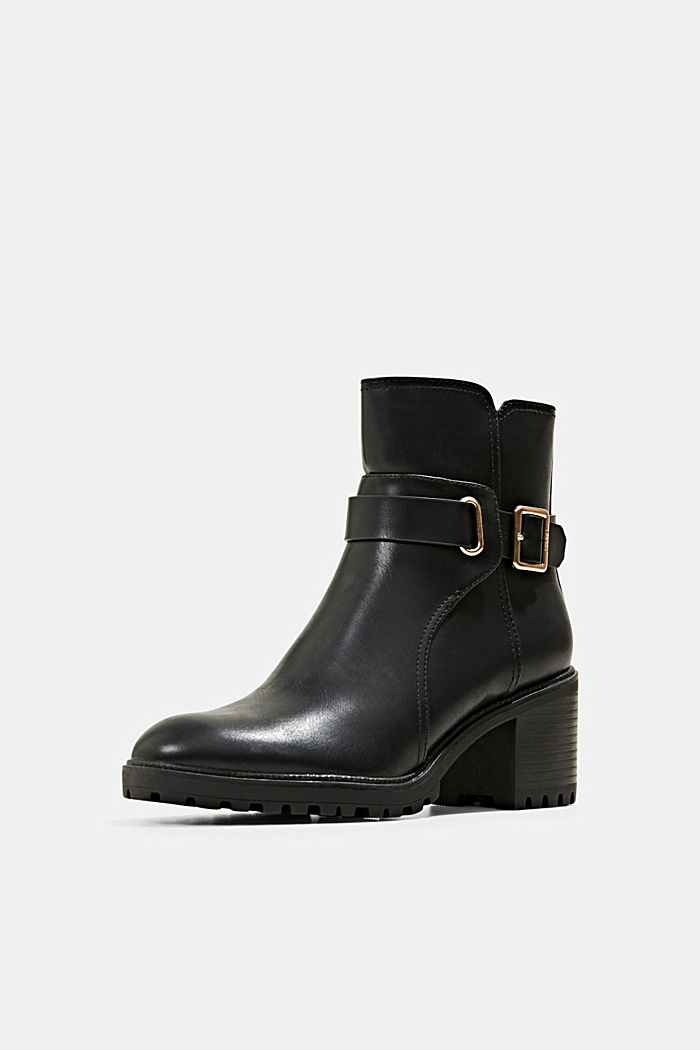 Ankle boots with a buckle in faux leather, BLACK, detail image number 2