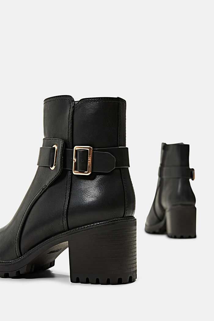 Ankle boots with a buckle in faux leather, BLACK, detail image number 5