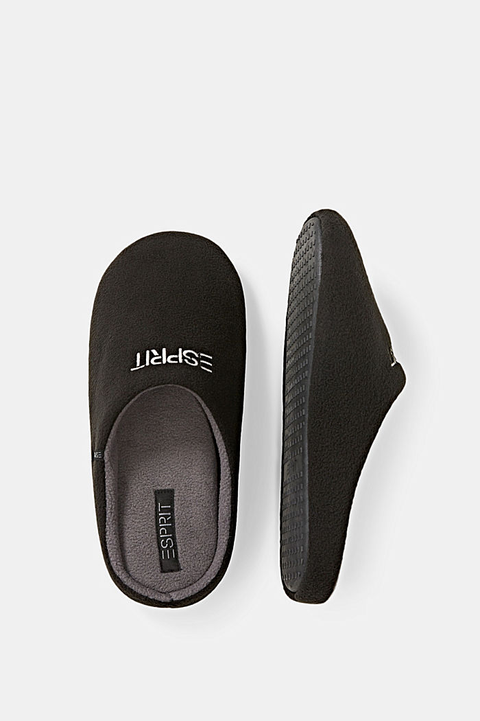 Zapatillas de casa con logotipo bordado, BLACK, detail image number 1