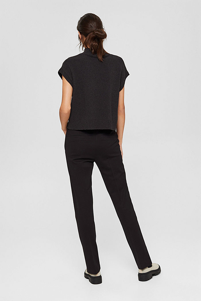 Punto jersey trousers with hem slits, BLACK, detail image number 3