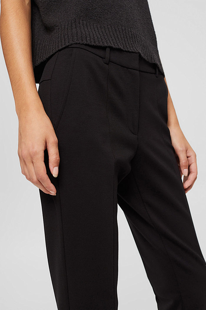 Punto jersey trousers with hem slits, BLACK, detail image number 2