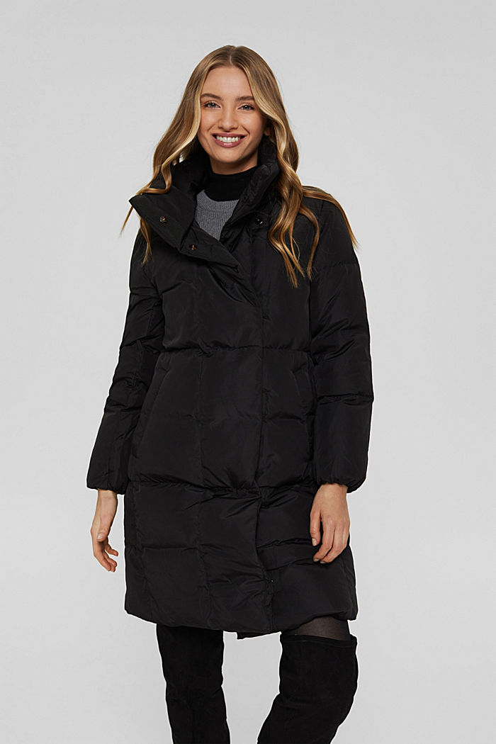 Recycled: quilted coat with down, BLACK, detail image number 0