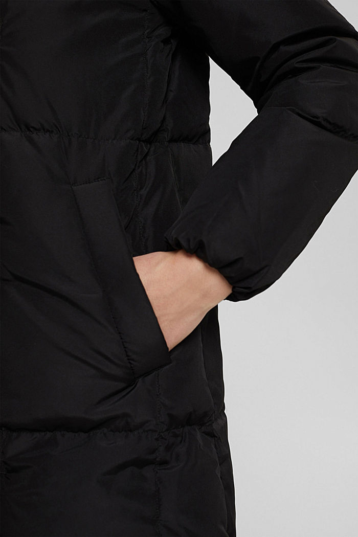 Recycled: quilted coat with down, BLACK, detail image number 5