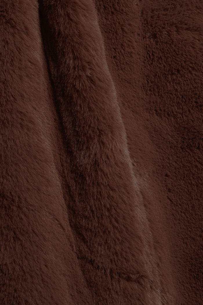 Gerecycled: heerlijk zachte mantel van imitatiebont, DARK BROWN, detail image number 4