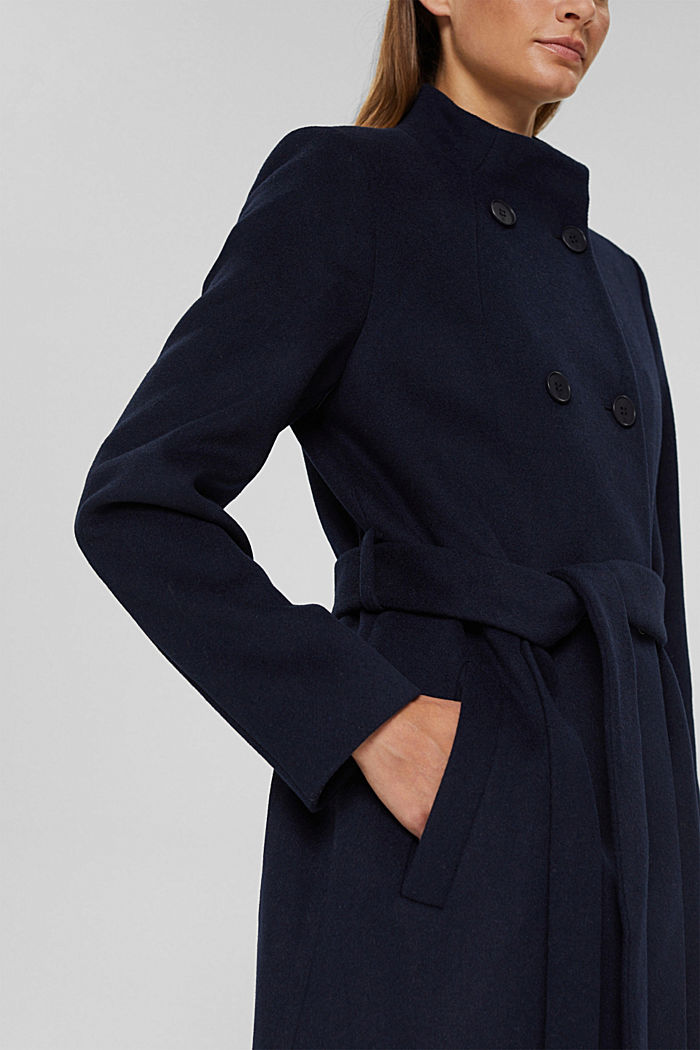 Recycled: coat made of blended wool, NAVY, detail image number 2