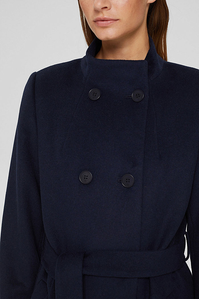 Recycled: coat made of blended wool, NAVY, detail image number 5