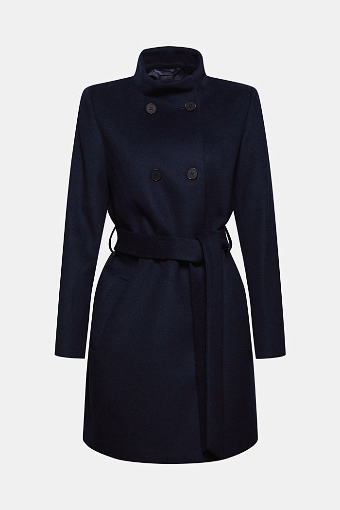 Recycled: coat made of blended wool, NAVY, overview