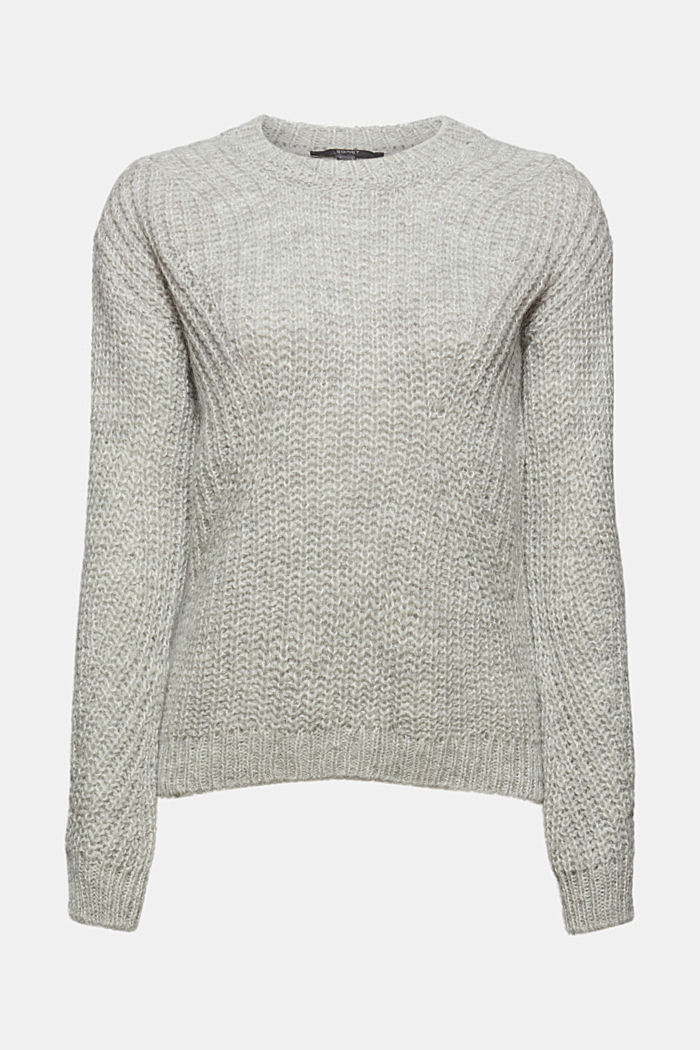 Mit Alpaka: Musterstrick-Pullover, GREY, overview