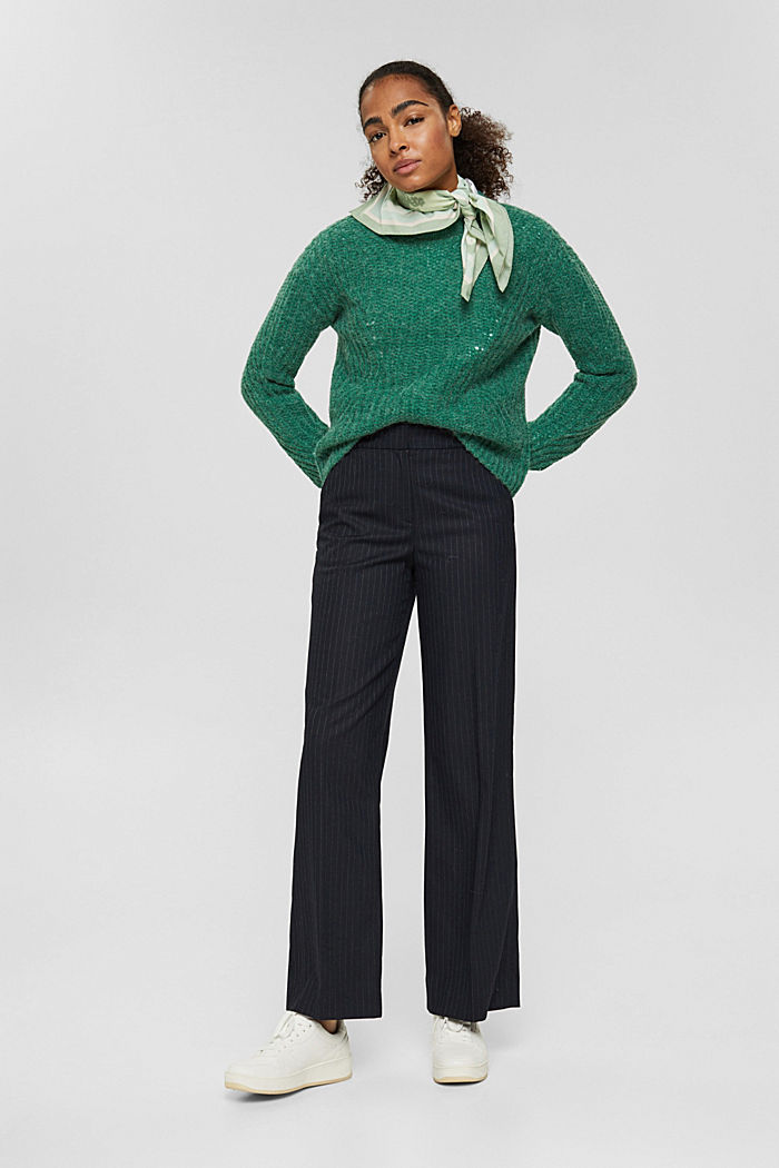 Mit Alpaka: Musterstrick-Pullover, GREEN, detail image number 1