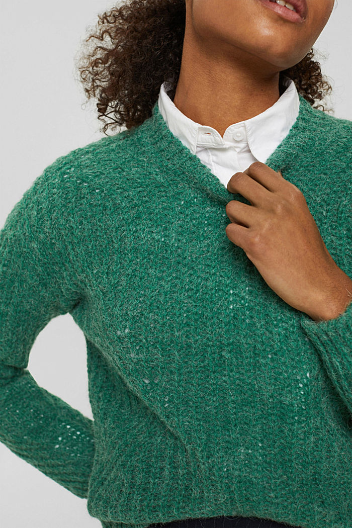 Mit Alpaka: Musterstrick-Pullover, GREEN, detail image number 2