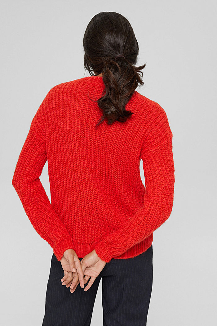 Mit Alpaka: Musterstrick-Pullover, ORANGE RED, detail image number 3