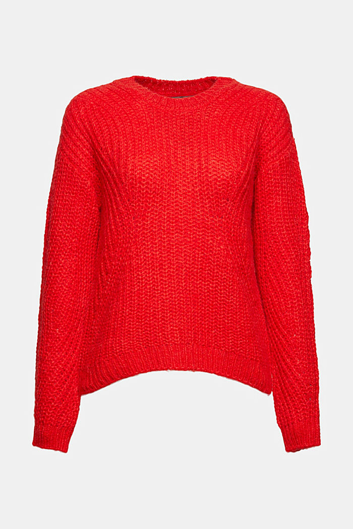With alpaca: jumper with knitted pattern