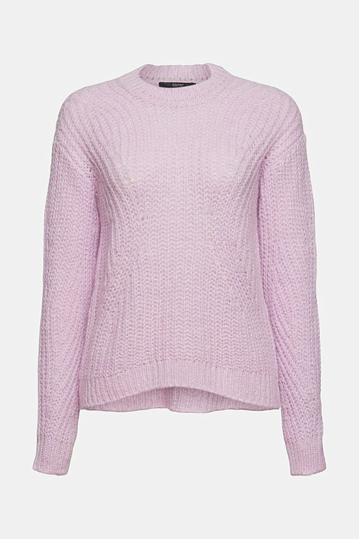 Mit Alpaka: Musterstrick-Pullover, PINK, overview