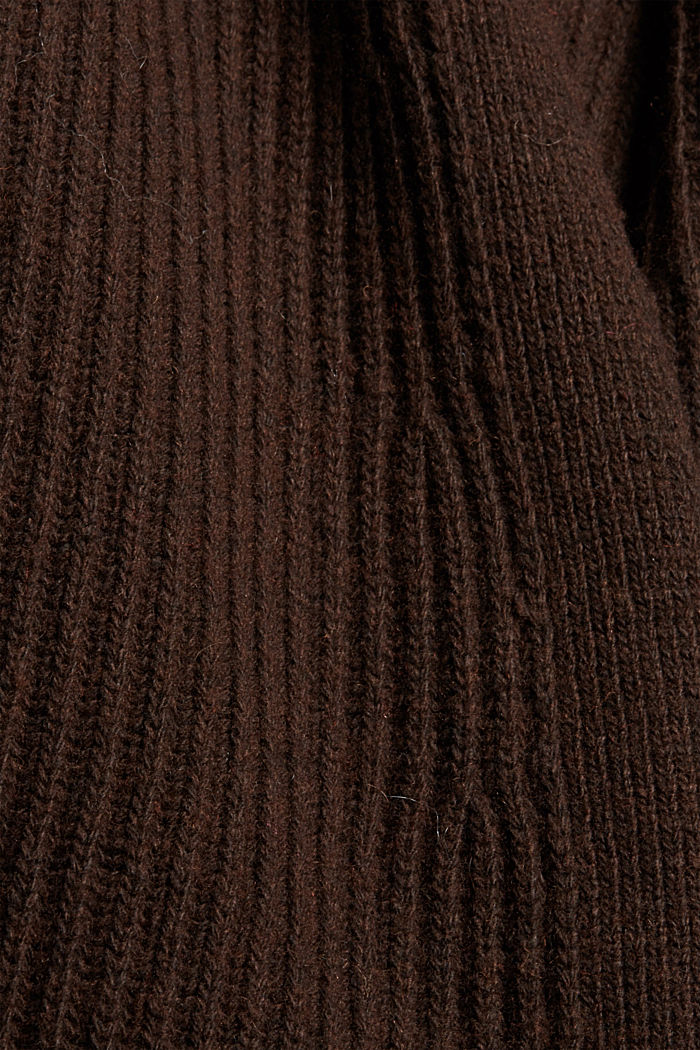 Con lana y cachemir: cárdigan con lazada, DARK BROWN, detail image number 4