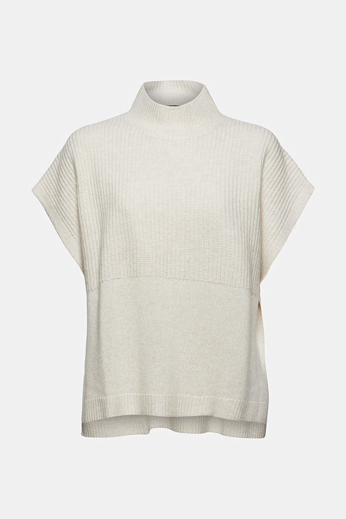 Made of wool/cashmere: tank top with a stand-up collar