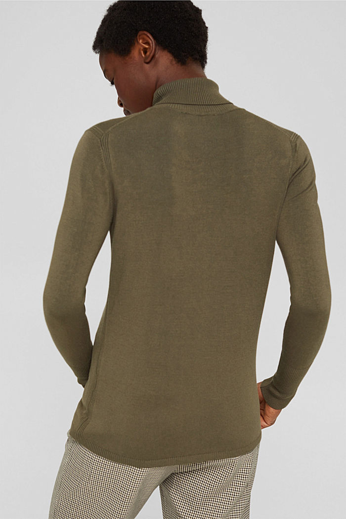 Jersey básico de cuello vuelto, LENZING™ ECOVERO™, DARK KHAKI, detail image number 3
