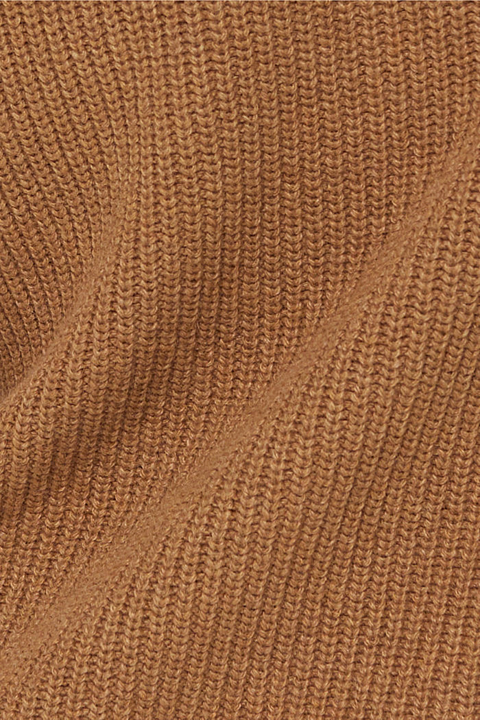 Con lana y cachemir: chaleco de punto acanalado, CARAMEL, detail image number 4