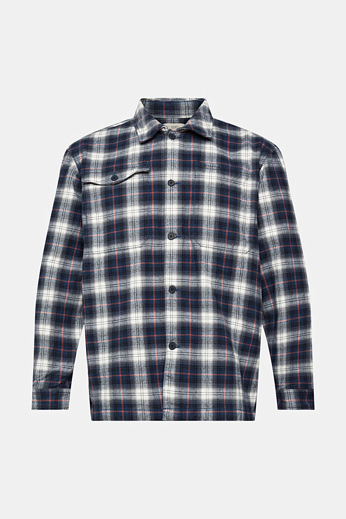 Pure cotton oversized shirt with checked pattern, PETROL BLUE, detail-asia image number 6