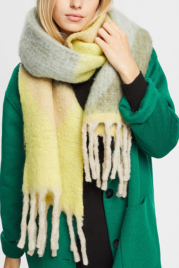 羊毛混紡厚圍巾, 冰藍色, detail-asia image number 2