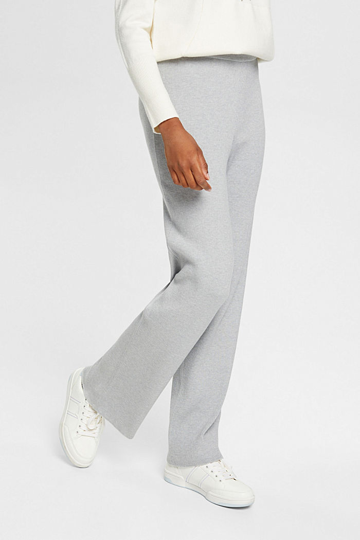 High-rise rib knit trousers, LIGHT GREY, detail-asia image number 0