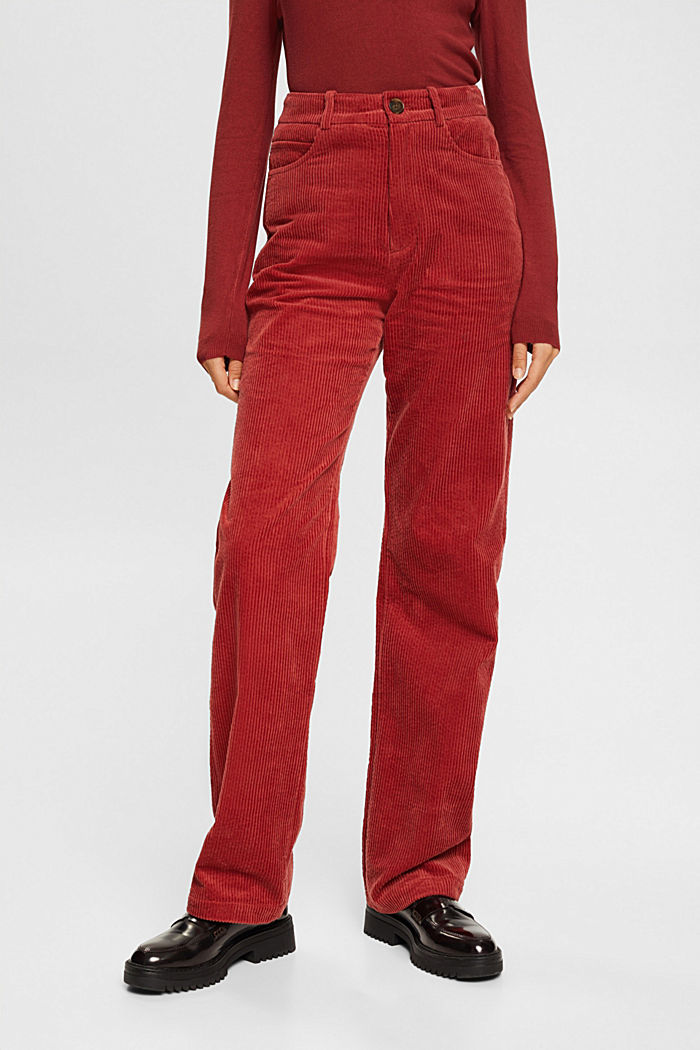 Cotton corduroy trousers, TERRACOTTA, detail-asia image number 0