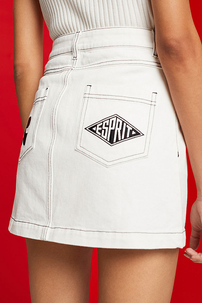 Denim Mini Skirt, WHITE, detail-asia image number 4