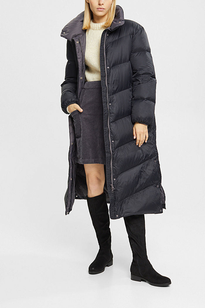 Quilted coat with recycled down filling, BLACK, detail-asia image number 2