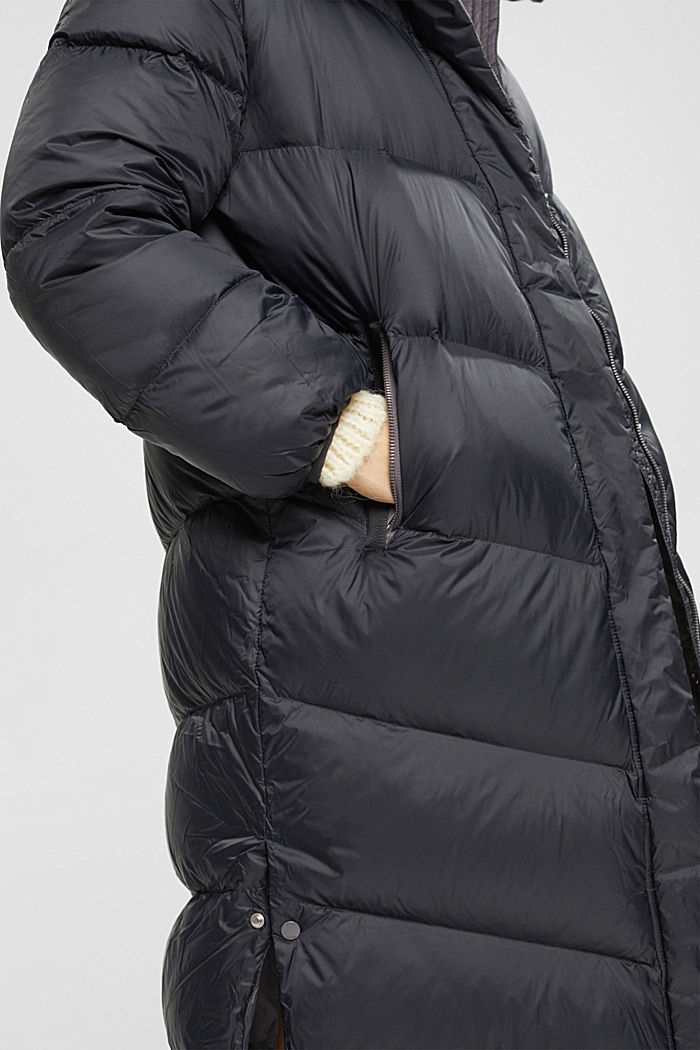 Quilted coat with recycled down filling, BLACK, detail-asia image number 3