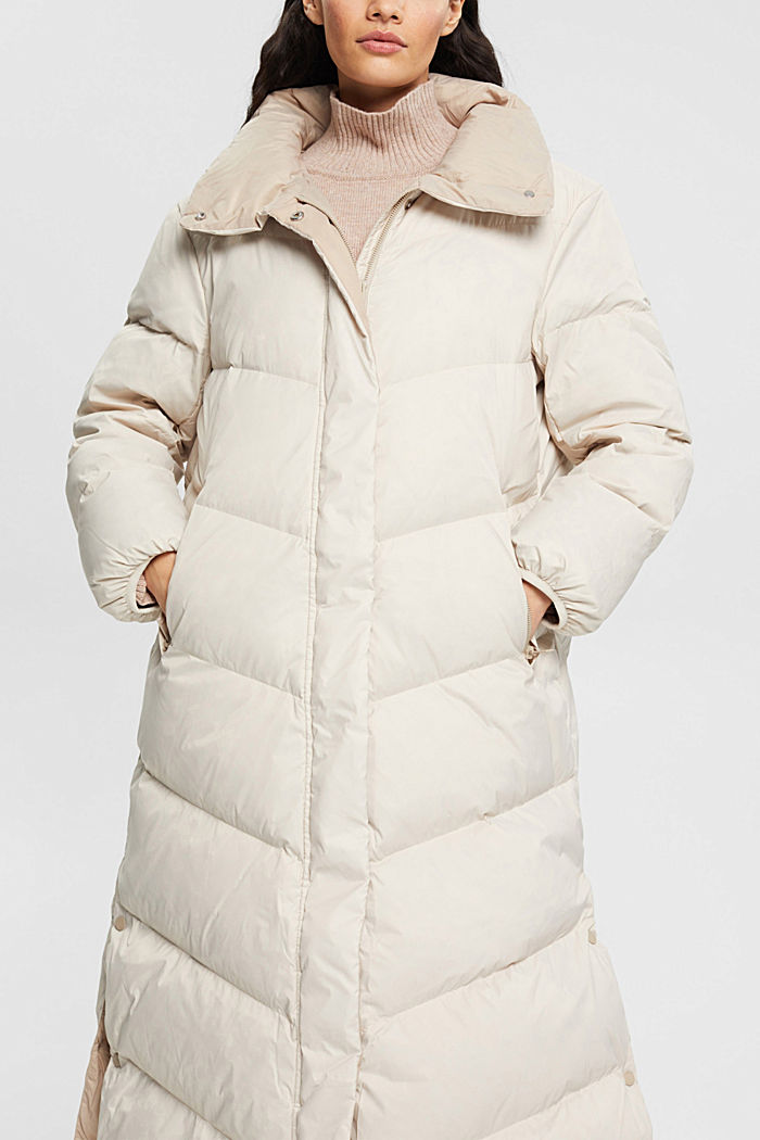 Quilted coat with recycled down filling, CREAM BEIGE, detail-asia image number 0