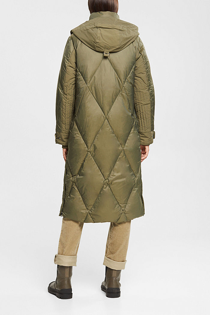 Quilted down coat with detachable hood, DARK KHAKI, detail-asia image number 3