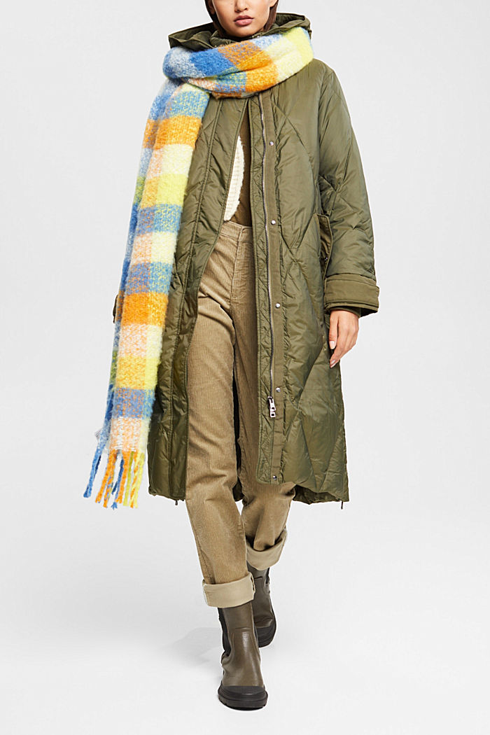 Quilted down coat with detachable hood, DARK KHAKI, detail-asia image number 1