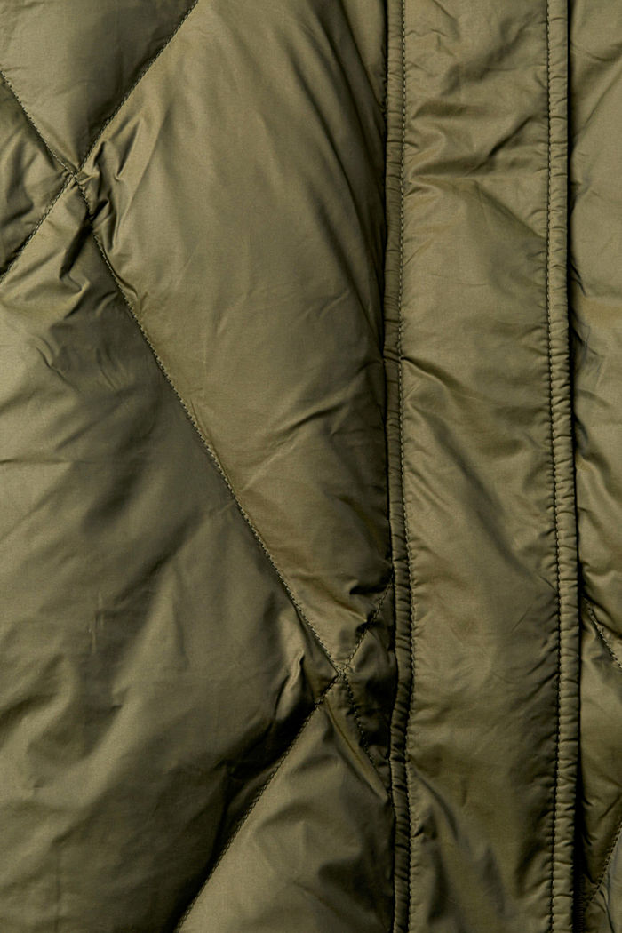 Quilted down coat with detachable hood, DARK KHAKI, detail-asia image number 6