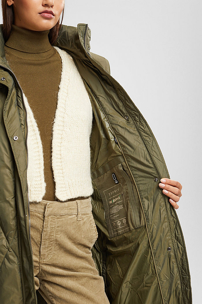 Quilted down coat with detachable hood, DARK KHAKI, detail-asia image number 4
