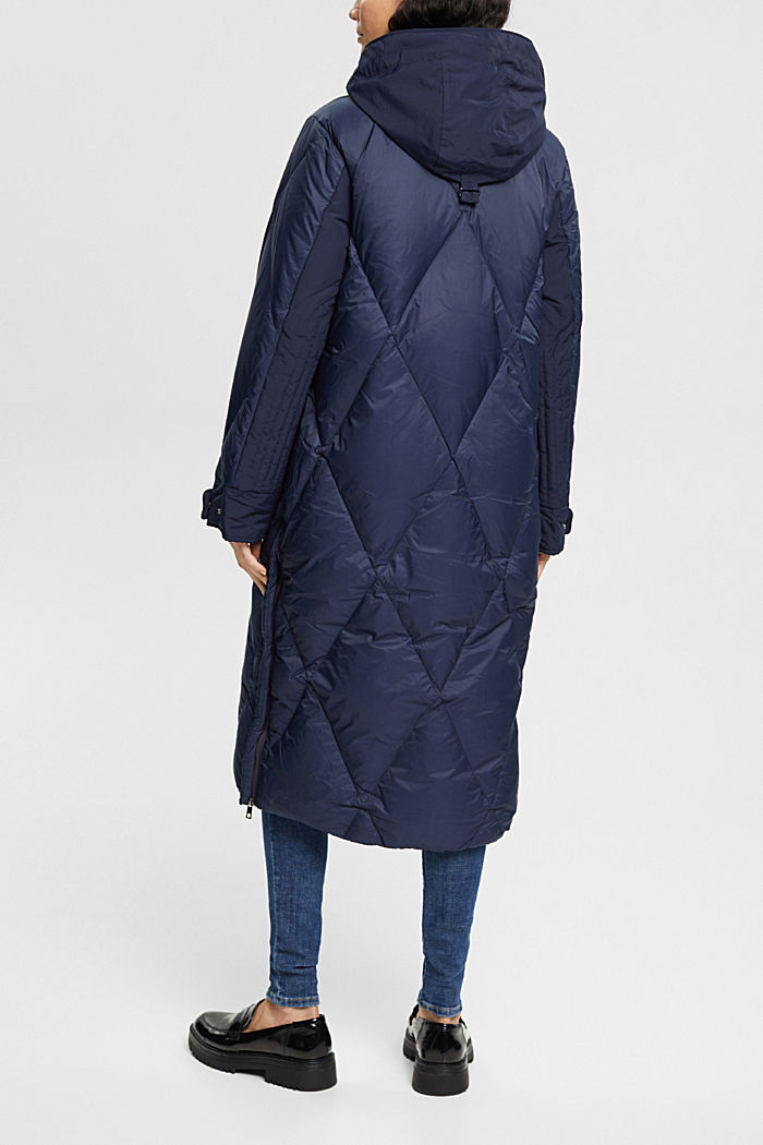Quilted down coat with detachable hood, NAVY, detail-asia image number 3