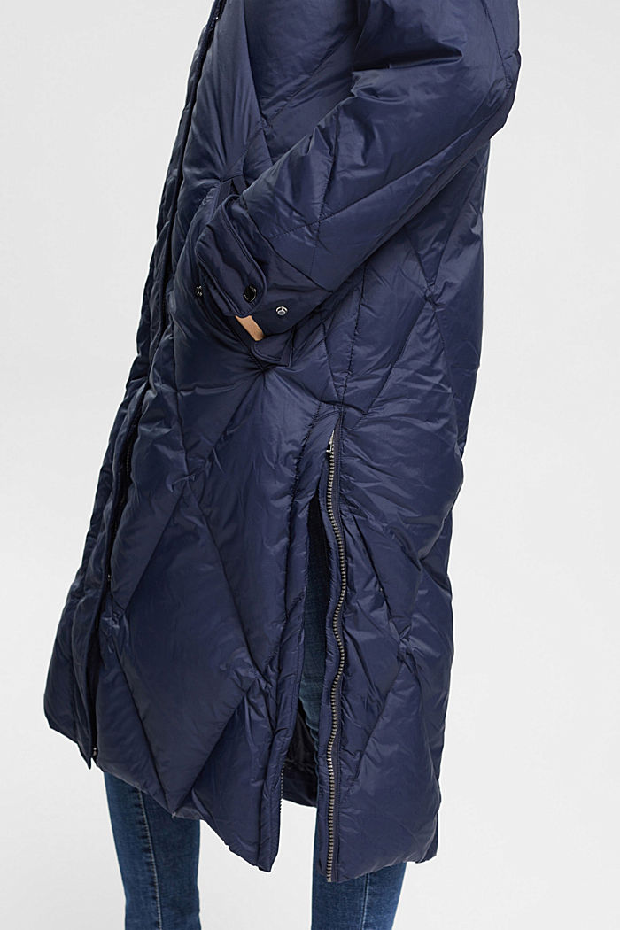 Quilted down coat with detachable hood, NAVY, detail-asia image number 2