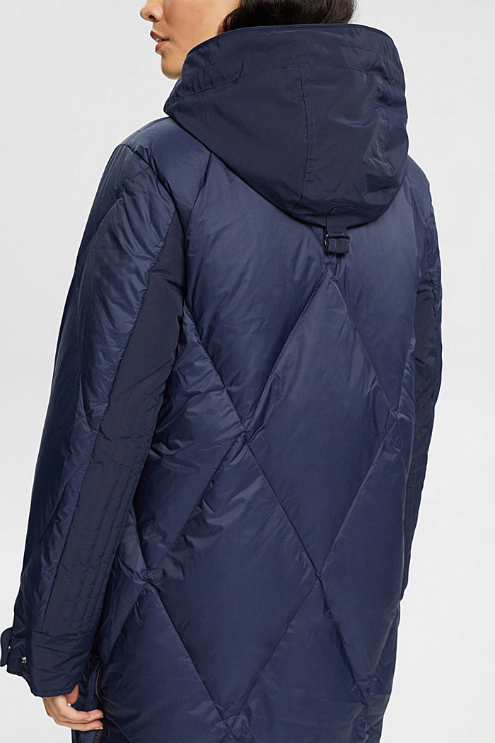 Quilted down coat with detachable hood, NAVY, detail-asia image number 4