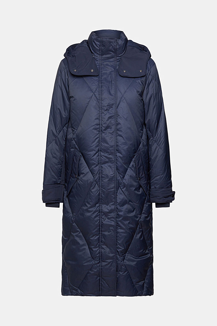 Quilted down coat with detachable hood, NAVY, detail-asia image number 6