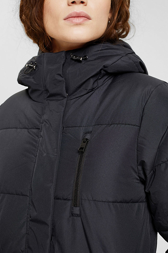Quilted coat with zip pockets, BLACK, detail-asia image number 2