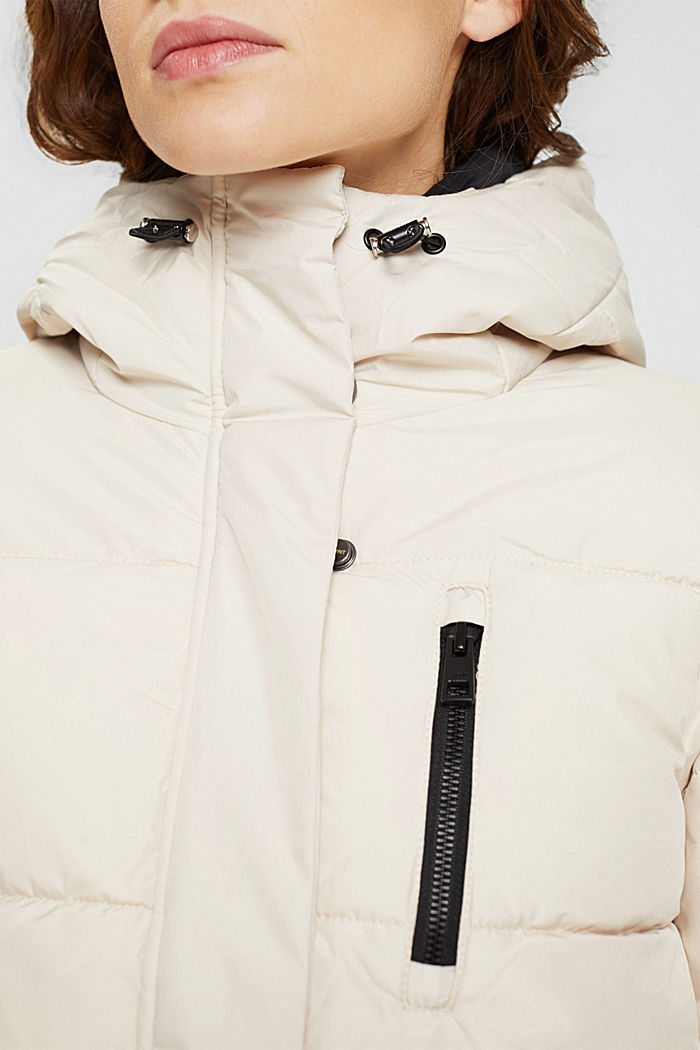 Quilted coat with zip pockets, CREAM BEIGE, detail-asia image number 2