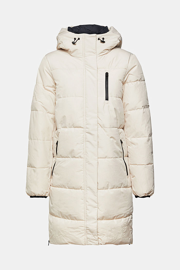 Quilted coat with zip pockets, CREAM BEIGE, detail-asia image number 5
